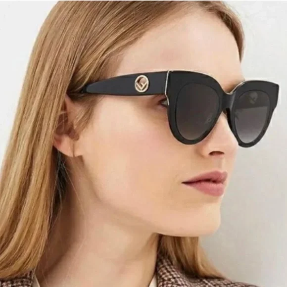 Fendi Women's Black Dark Grey Grad Sunglasses